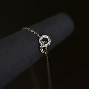 Double Ring Link Bracelet S925 Sterling Silver | Gold Plated | Pavé Zirconia