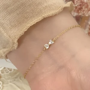 Classic Butterfly Knot Heart Diamond Bracelet