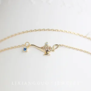 Double Layer S925 Sterling Silver 14K Gold Plated Women's Bracelet Fairy Lamp Design Elegant Versatile Vintage Style Jewelry