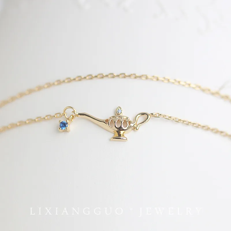 Double Layer S925 Sterling Silver 14K Gold Plated Women's Bracelet Fairy Lamp Design Elegant Versatile Vintage Style Jewelry