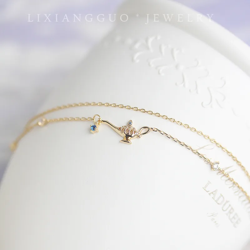 The Aladine Magic Lamp Bracelet- Gold Plated Sterling Silver Bracelet for Women - Image 3