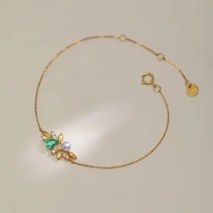 Vintage Meiji Green Tea Leaf Bracelet